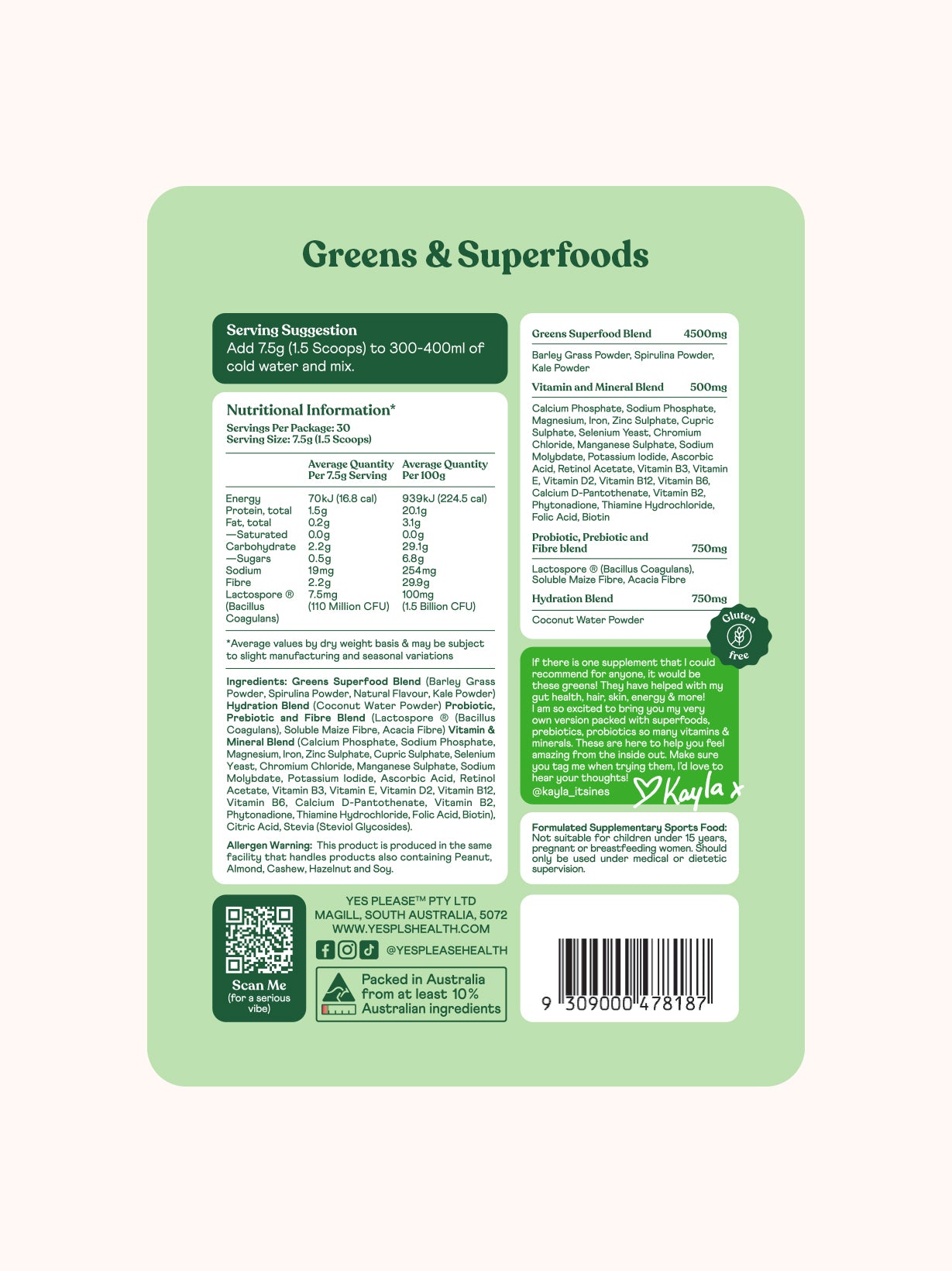LIMITED EDITION Kayla Itsines Greens & Superfoods - Strawberry Apple