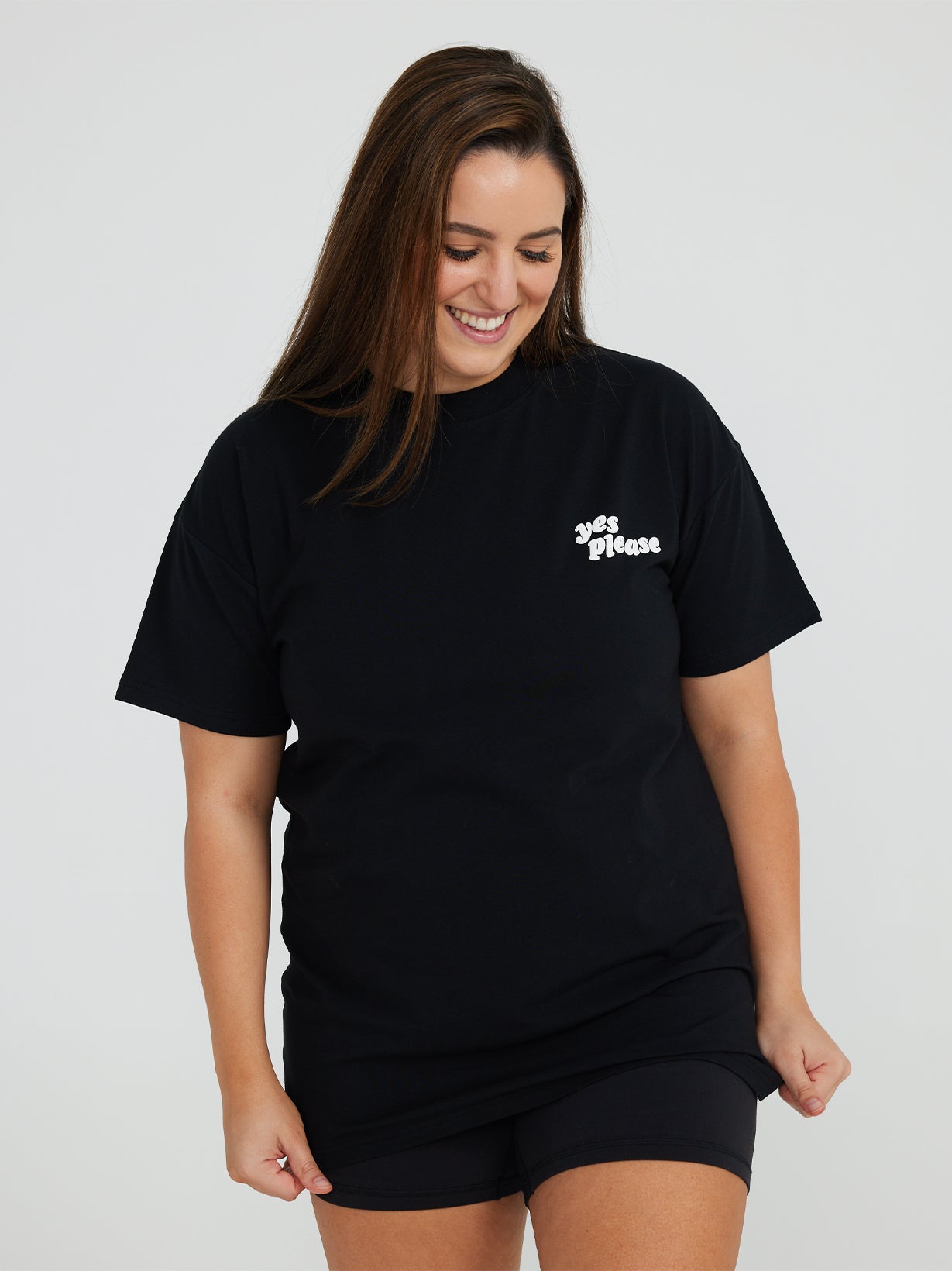 Yes Please Tee - Black with White