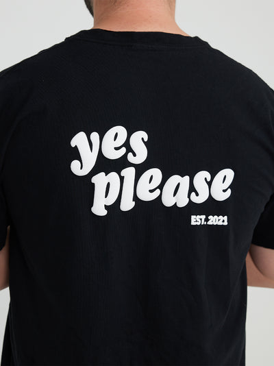 Yes Please Tee - Black with White