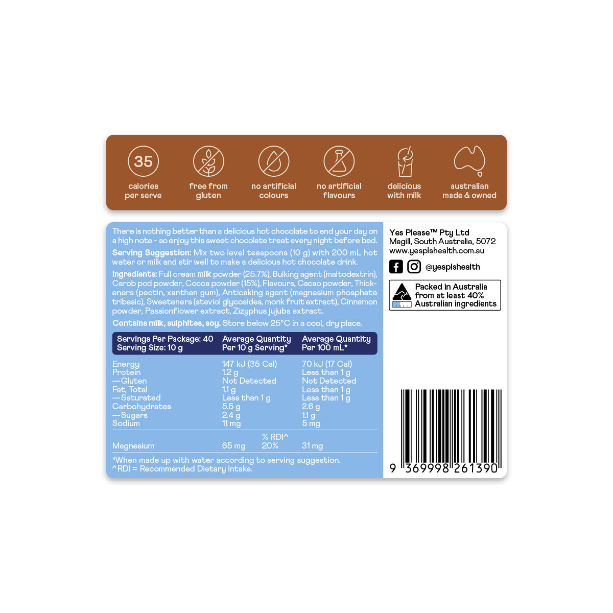 Night Night Hot Chocolate 400g - Chocolate
